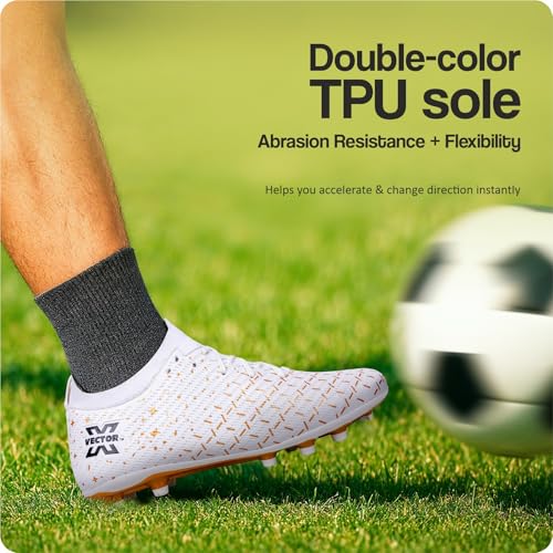 Image of Vector X Starlight Men's Firm Ground Soccer Cleats Shoes, 3D Texture TPU Fusing Upper with Double Color TPU Sole Lightweight Football Studs | Sports Footwear Boots for Adult, Men & Boys