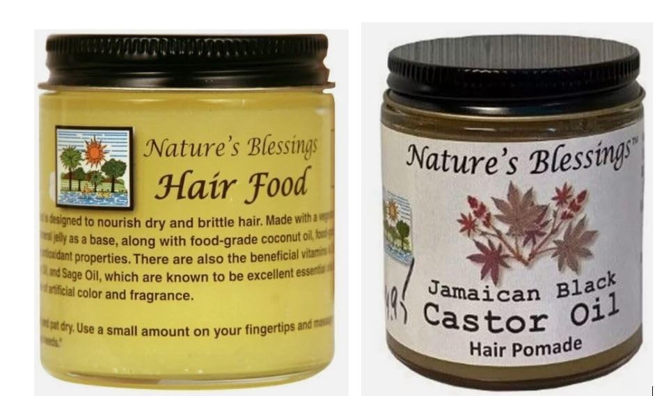 Nature Blessing Hair Food & Jamaican Black Castor Oil Hair Pomade, 4 oz (COMBO PACK)