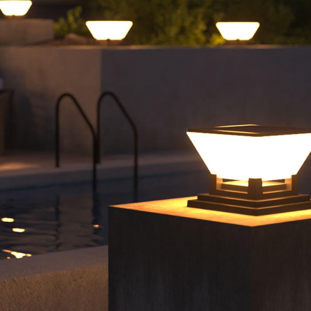 Lampada a LED solare IP65 per recinzioni da giardino dal tramonto all'alba, per pali da 7 x 7, 8 x 8, 9 x 9, 10 x 10 cm, colore nero