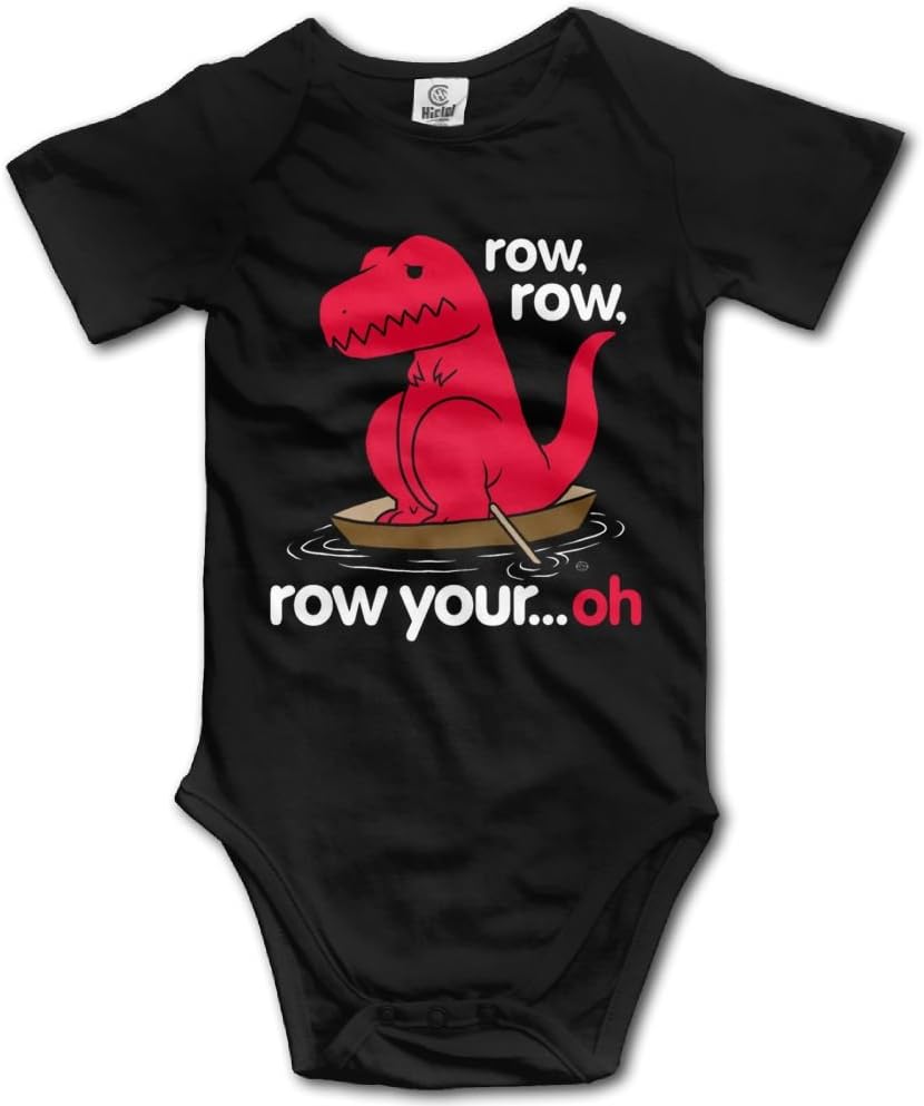 KAOMAOXI Baby Onesies Sad Funny T-Rex Row Row Row Your Oh Unisex Newborn Baby Short Sleeves Lap Shoulder Bodysuits