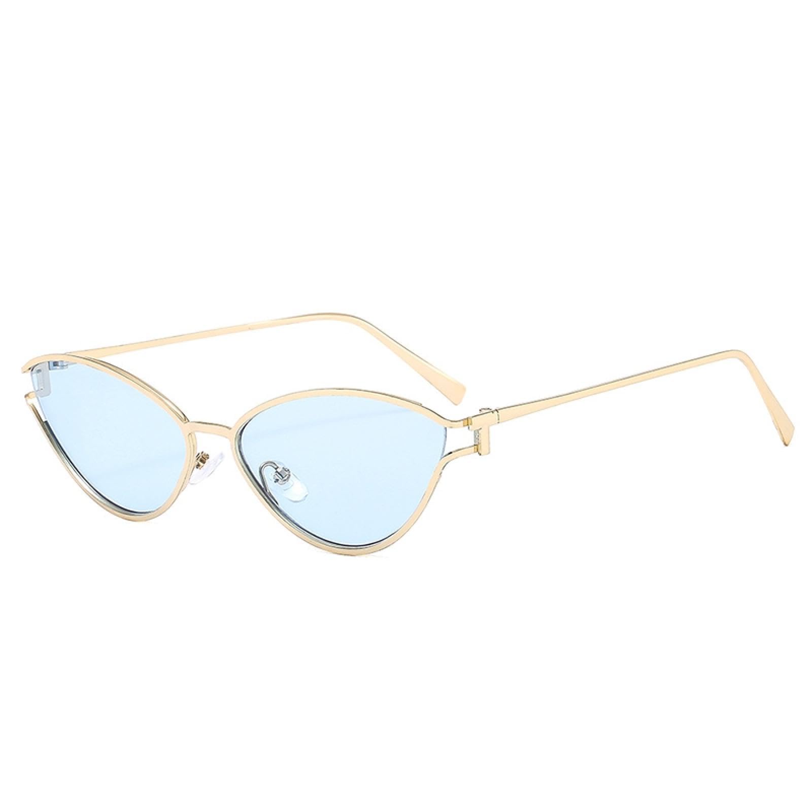 Gafas de sol con protección Uv400 | Ojo de gato pequeño ovalado punk metal | Mujeres y hombres para deportes al aire libre y conducción