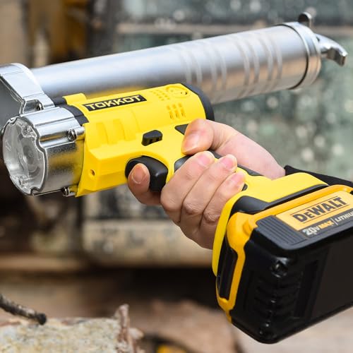 TOKKOT Pistola de graxa elétrica para bateria máxima de 20 V De/Walt (sem bateria) Kit com luz LED b