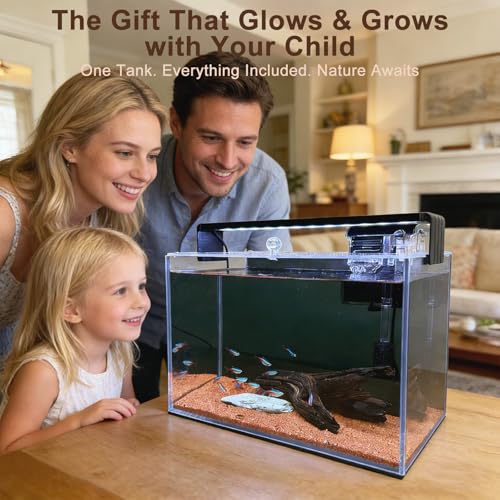 3.2 Gallon Fish Tank, Nano Nature Aquarium Kit,Small Aquarium Starter Kit,Ultra-Clear Rimless Desktop Small Aquarium with Filter and Light for Betta,Shrimp,Goldfish.Black Glass - Image 6