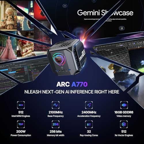 Image of ACEMAGIC M1A Pro AI Mini PC Workstation Windows 11 Pro Intel Core i9-13900HK Discrete ARC A770 GPU 32GB DDR5 1TB Mini Computer PCIe4 SSD, 54W TDP Mini Gaming PC, 6-Display 8K, USB4, WiFi6E /2.5G LAN
