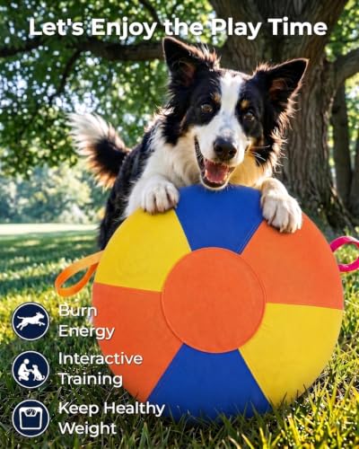 Image of 18Inch Herding Ball for Dogs, Interactive Large Dog Ball with Handles, Durable Outdoor Training Dog Toy for Medium to Large Dog Australian Shepherd Cattle Dog Border Collie and Horses