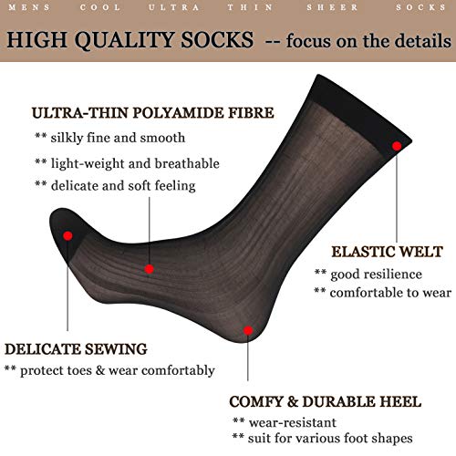 Uaussi 10 Pairs Mens Ultra Thin Dress Socks Silk Sheer Business Socks Soft Nylon Work Trouser Sox Mid Calf2