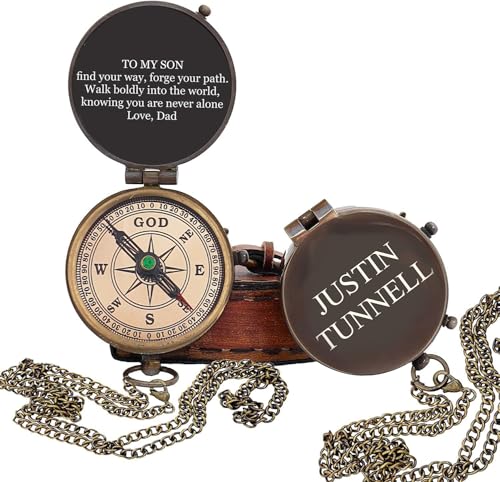 Regalos de Bautizo Personalizados para Niños - Brújula Antigua Hecha a Mano y Grabada con Escritura - Religiosa, Cristiana, Católica, Bautizo, Primera Comunión, Confirmación miniatura 4