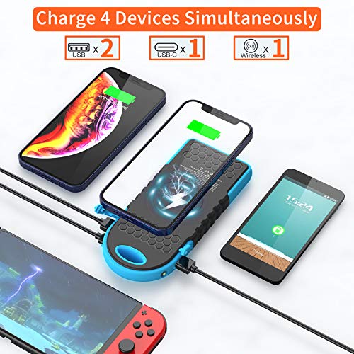 dizaul Solar Charger, 10000mAh Wireless Solar Power Bank, 18W Power Delivery USB C Charger, Type C Input & Output, QC 3.0 & PD Fast Portable Charger Compatible with iPhone, Samsung and More - Thumbnail 6