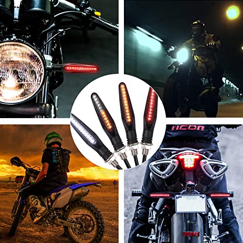 Acelane Motorcycle Indicator Lights Flowing Led Turn Signal Lights Blinkers Brake Light Daytime Running Light Rear Front 12V For Motorbike Scooter Quad Cruiser Harley Kawasaki Yamaha Suzuki Off Road #TOP6