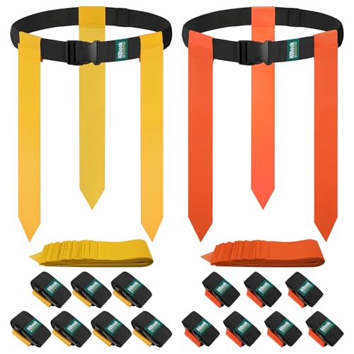 Hilhook Flag Football Belts, 14 Player Flag Football Set with 42 Flags for Kids Youth and Adults Training Equipment