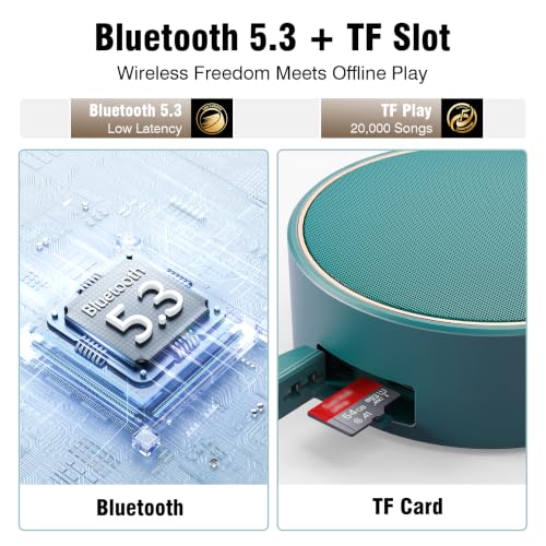 Image of INSMY Portable IPX7 Waterproof Bluetooth Speaker, Wireless Outdoor Speaker Shower Speaker, with HD Sound, Support TF Card, Suction Cup, 12H Playtime, for Kayaking, Boating, Hiking (Teal)
