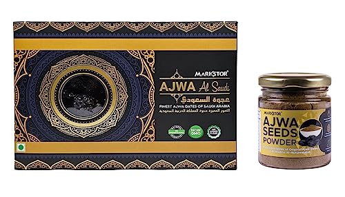 Image of MARKSTOR Fresh Ajwa Al-Saudi Dates (500Gram) With Ajwa Seeds Powder (100Gram)