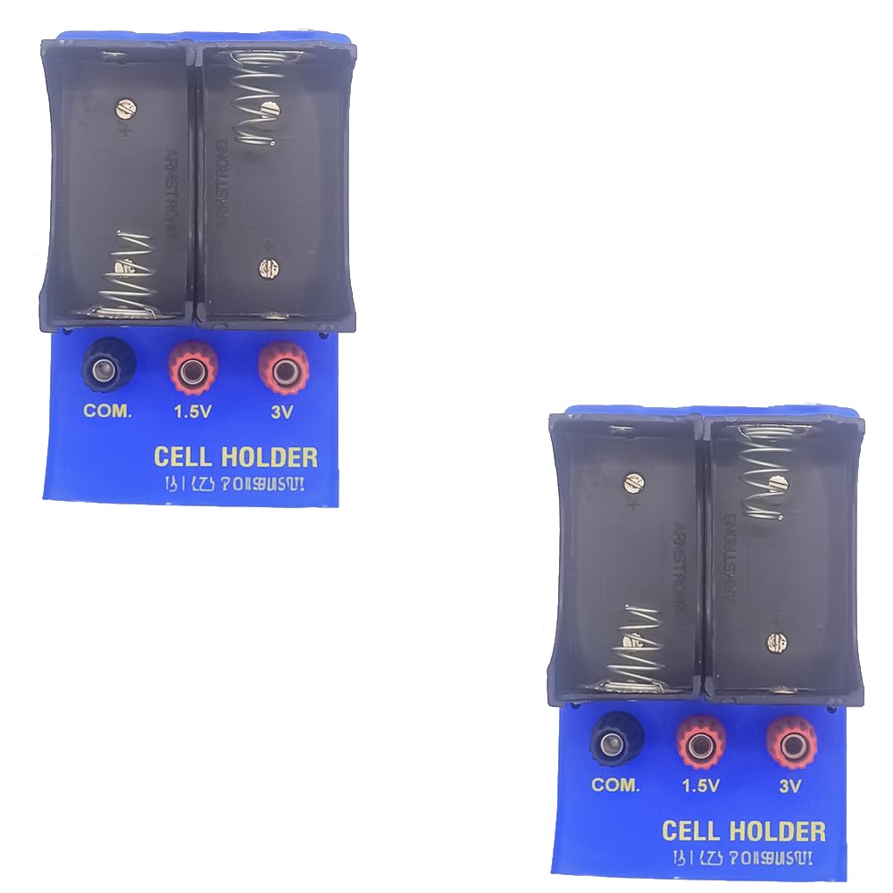 King Mariot Medical Equipments Set of 2 Heavy Duty Double D-Cell Battery Holder Apparatus Experiment Kit | Ideal for Science Fair, Group Projects, and Physics Education