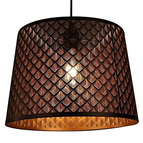Lampe de plafond ronde E27 suspension noire en fer style vintage