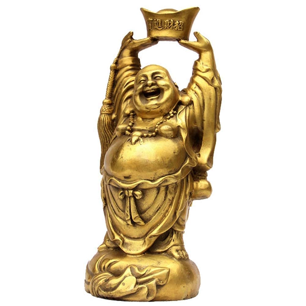 Nowoczesna minimalistyczna abstrakcyjna rzeźba kreatywna rzeźba do domu, figurka dekoracyjna statuetka Feng Shui statuetka boga bogactwa ozdoba śmiejący się Budda ręce do góry z figurkami Yuan Bao,