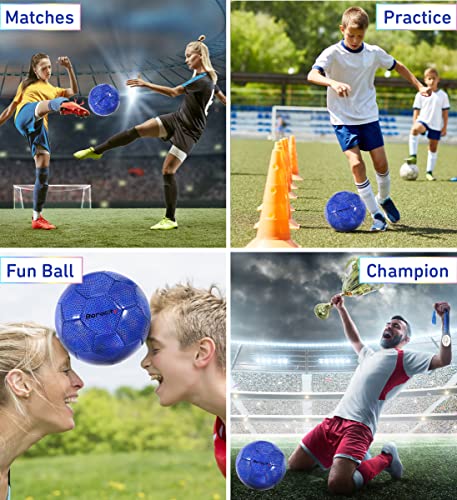 Image of Blue Soccer Ball Size 4, PVC Material, Iridescent Hexagon Pattern, Ideal for Soccer Practice and Training