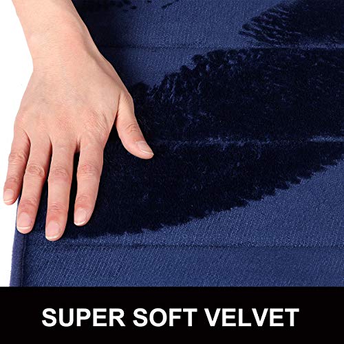 Buganda Memory Foam Contour Toilet Bath Rug, U-Shaped Non Slip Absorbent Thick Soft Washable Bathroom Rugs, Floor Carpet Bath Mat for Bathroom Sink Toilet (20" x 24", Navy Blue) - Thumbnail 2