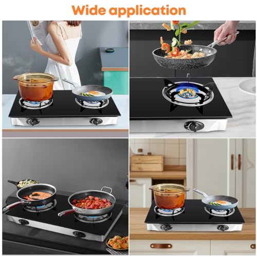 BreeRainz Gas Stove 2 Burner Propane Stove Portable Auto Ignition Gas