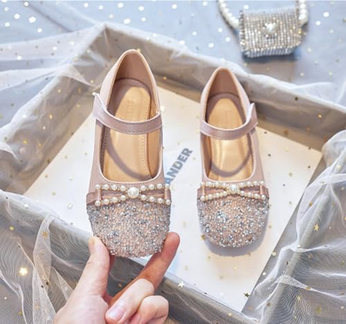 Girls Glitter Low Heel Mary Jane Flats Flower Princess Party Wedding Bow Dress Shoes for Kids2