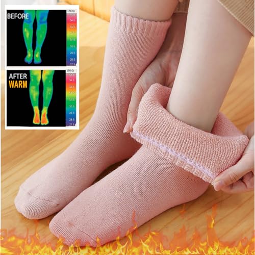 Image of VoJoPi Winter Thermal Socks for Women - 5 Pairs Thick Warm Ladies Cozy Wool Crew Boot Socks, US 5-10