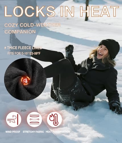Image of MERYLURE Fleece Lined Tights Women, Winter Warm Opaque Thermal Pantyhose, High Waisted Thick Control Top Leggings
