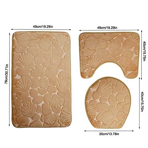 Oumefar 3 Stück/Set 3D Muscheldruck Badmatten Set Staubdichte Konturmatte Wasserabsorbierend Schnelltrocknende Badematte… – Bild 7