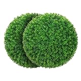 AOKIIE 16.7 Inch Artificial Pine Cone Topiary Balls Set of 2, Green Boxwood Balls Plant with 7 Layers Leaves UV Protection Faux Evergreen Plants Outside Decor for Porch Garden Backyard