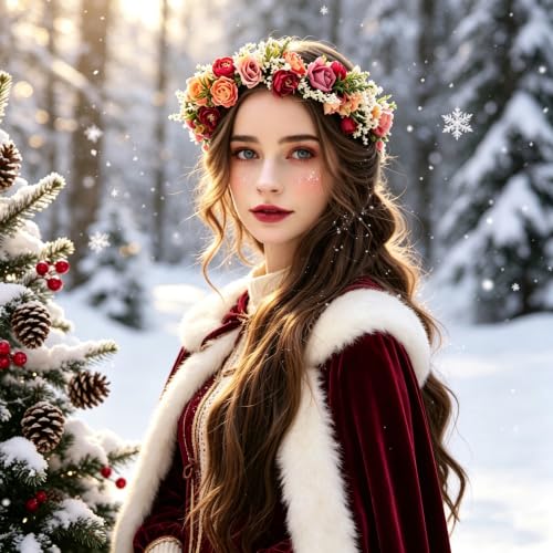 Image of Vivivalue Handmade Adjustable Flower Wreath Headband Halo Floral Crown Garland Headpiece Wedding Festival Party