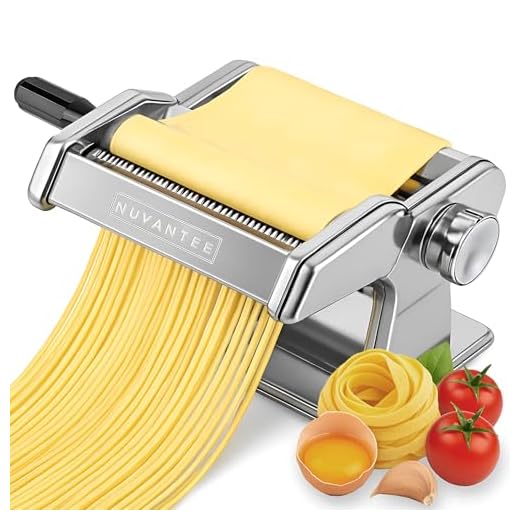 Nuvantee Máquina Para Hacer Pasta – Rodillo 150 con Corta Pasta – 7 Configuraciones de Espesor Regulables – Haga Perfectos Espaguetis o Fettuccine