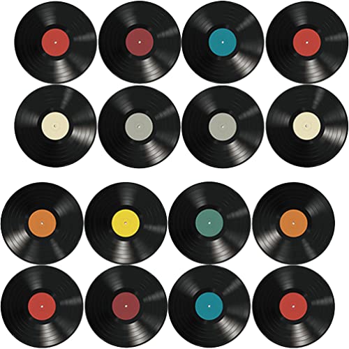 16pcs Vinyl Record Decoration Discs Vinyl Records Cutouts Plastic Fake Sticker Music Themed Party Decorations Astetic Wall Decor Aesthetic Country Decor A3 Girl Pvc French Interior