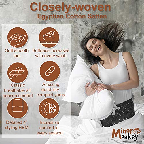 Minor Monkey Pure Egyptian Cotton 1000 Thread Count Bed Sheet Set (4 Piece) Italian Finish | Fits Mattress Up To 17 Inch Deep Pocket Pattern Solid (Color - Ivory) Luxury Soft Cotton King Size Sheets #TOP3