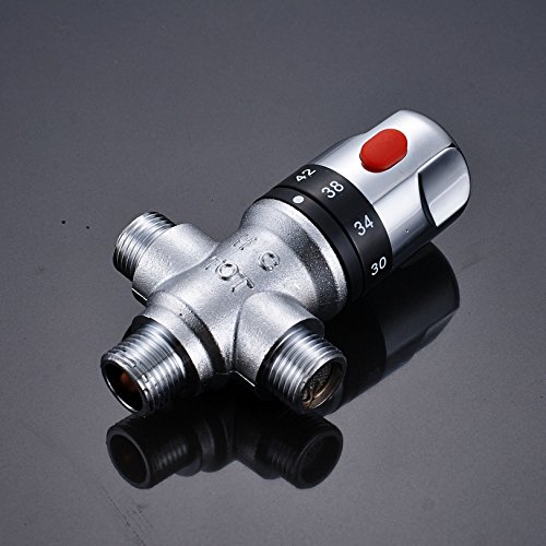 Rozin Solid Brass G1/2 Thermostatic Mixing Valve for Shower System Water Temperature Control, Chrome