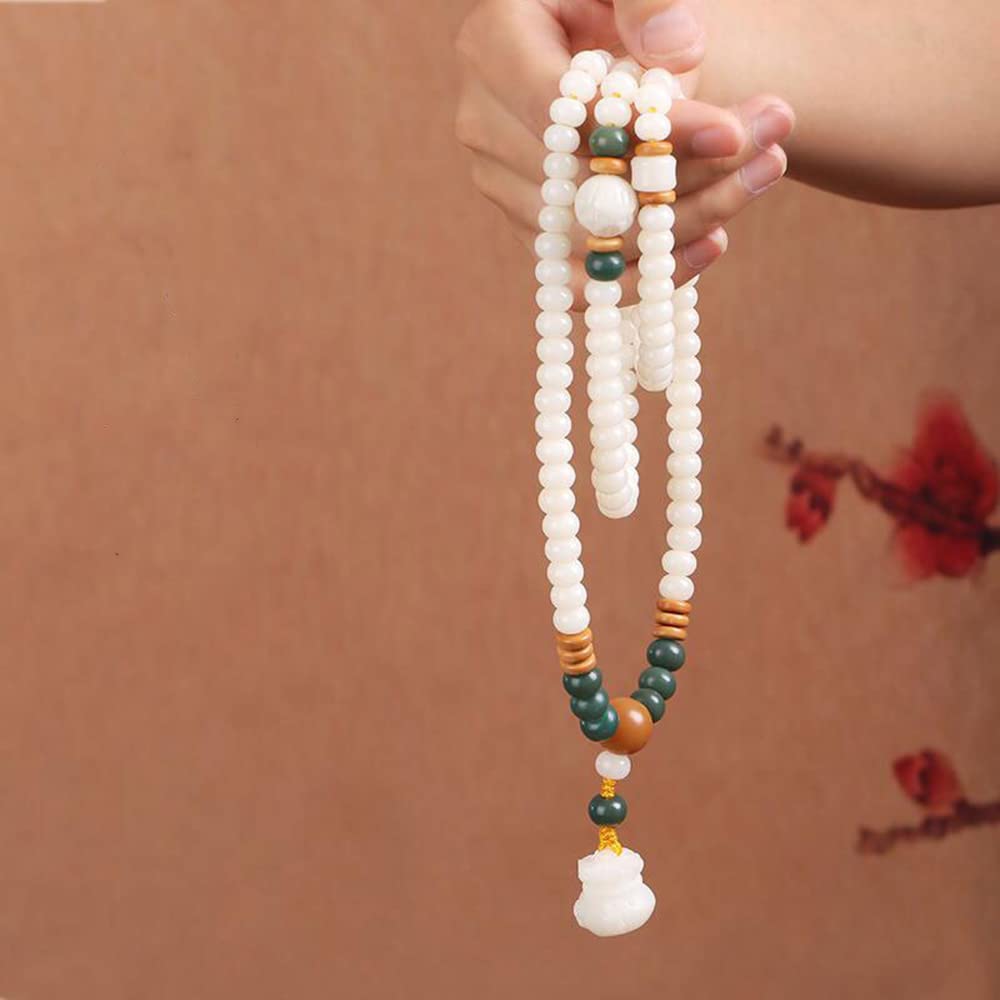 Cuenta de Buda,Collar de meditación,Pulsera con Cuentas Bodhi Blancas Naturales 108 Collar de Cuentas de Buda de oración Mujeres Hombres para meditación de Yoga