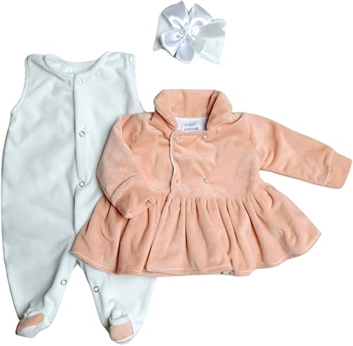 Macacão Para Bebê Menina de Plush Longo Eloá 03 Peças