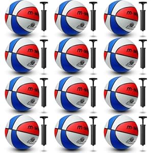 Operation Christmas Kids Bulk Items for Youth Child, 12 Pcs Basketballs Official Size 5 Basket Balls Outdoor Indoor with 12 Pcs Pumps for Christian Charity Donation Supplies