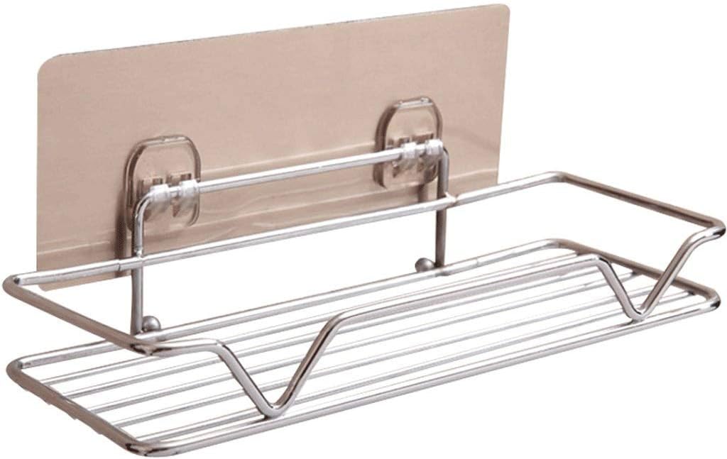 Shelf-Bathroom Shelf Organizer Storage Kitchen Rack with Traceless Transparent Adhesive No Drilling Stainless Steel