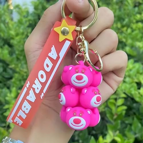 Image of Cute Cartoon Character Silicone 3D Key Chain with Strap Charm & Metal Hook, Merchandise Key Rings Gift for Kids Girls Boys Men & Women