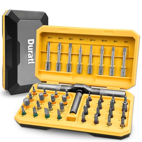 Duratl 42 in 1 Magnetic Screwdriver Set with 40pcs Magnetic Bits, DIY Ratchet Screwdriver Set with Detachable Ratchet Handle, Portable Compact Repair Tool Kit for Furniture, Computer & Bicycle Repair