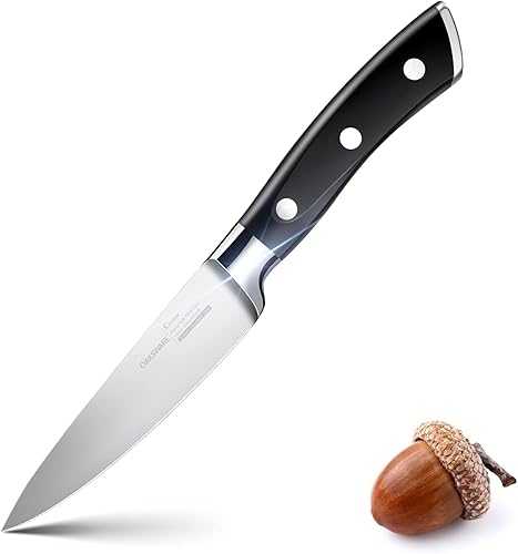 OAKSWARE Cuchillo de pelar, cuchillo de cocina pequeño de 4 pulgadas ultra afilado de acero inoxidable alemán para cortar frutas y verduras, mango