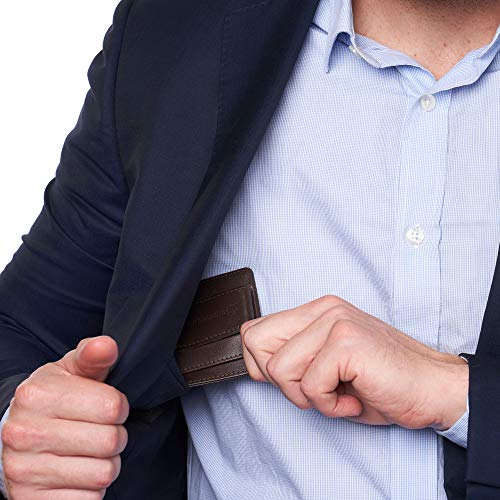 Image of Alpine Swiss RFID Dermot Money Clip Front Pocket Wallet For Men Leather York Collection Smooth Finish Brown