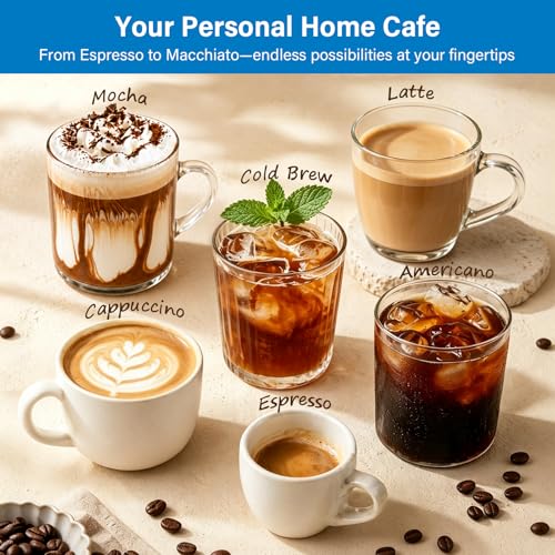 Image of XIXUBX 20 Bar Espresso & Cold Brew Coffee Maker with Milk Frother, 42oz Removable Tank, Stainless Steel, Perfect for Cappuccino, Latte, Home & Office, Brushed Silver