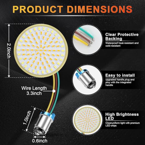 Image of LivTee Extremely Bright Front Turn Signals & Running Switchback LED Lights Panel with 1157 Base Compatible for Harley Dyna Street Glide Road King, White /Amber