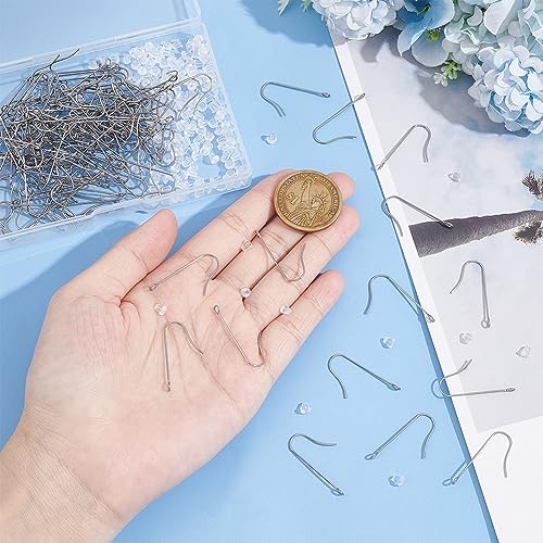UNICRAFTALE 150 Pcs 316 Surgical Stainless Steel Earring Hooks with Vertical Loops Long Earwire Hooks with 200 Pcs Earring Backs for DIY Jewelry Making Supplies - Image 4