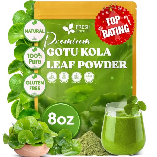 Image of FreshDrinkUS, Premium Leaf Tea Bags Powder, 100% Natural & Pure. Herbal Tea. No Sugar, No Caffeine, No Gluten, Vegan. (8 oz Gotu Kola Powder)