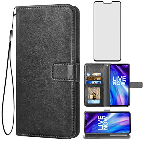 Étui en cuir LG V40 ThinQ élégant protection d'écran intégrale noir