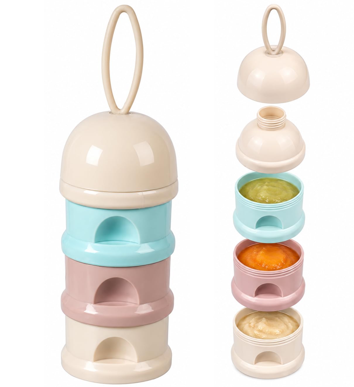 JAXHOM 3 Compartment Baby Food Container Milk Powder Storage For Travelling (Multi-Colour)-image-26