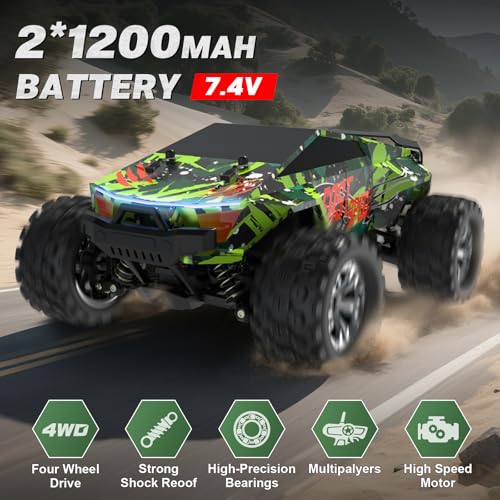 Image of Fast RC Cars for Adult, 1:18 Fast Remote Control Car 40KMH, 2.4GHz High Speed RC Truck 4WD, Waterproof Monster RC Truck with 2 Rechargeable Batteries, Birthday Gifts for for 8+ Year Old Boys Adults