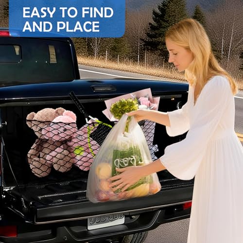 Image of Envelope Style Cargo Net for 2020-2026 Jeep Gladiator Accessories, Rear Trunk SUV Mesh Cargo Net, Upgraded 5mm Bungee & Double-Layer Nylon Storage Tailgate Netting Grocery&Tools Holder Organizer