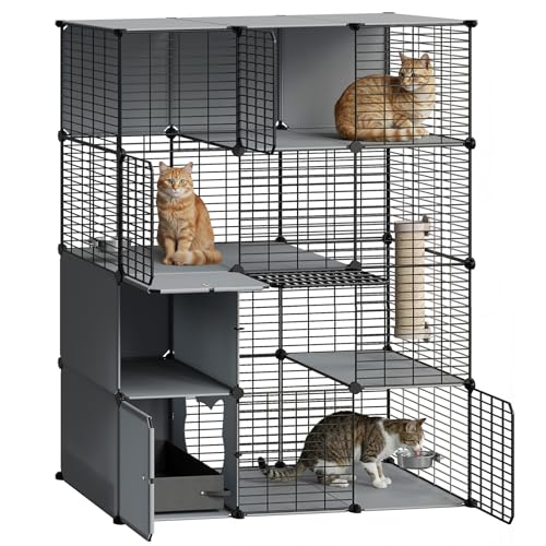 HOOBRO Large Cat Cage with Litter Box, 4 Tier Indoor