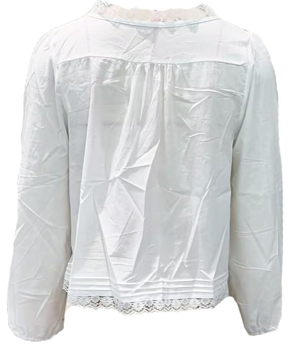 Tie Front Lace Tops for Women Trendy Ruffle Trim V-Neck Chiffon Blouse Y2k Sheer Peplum Long Sleeve Button T Shirts4